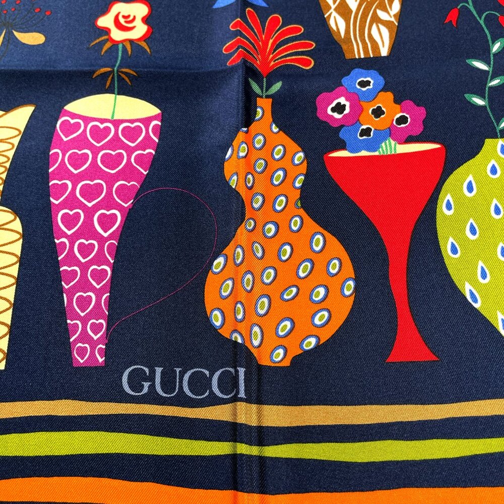 NWT Gucci Silk Scarf – Colorful Vase Print | Made in Italy - Picture 3 of 15